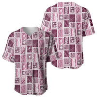 Vintage Aloha Block Quilt Baseball Jersey Pink Inspired Lei Motifs - Polynesian Pride
