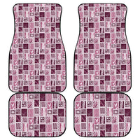 Vintage Aloha Block Quilt Car Mats Pink Inspired Lei Motifs - Polynesian Pride