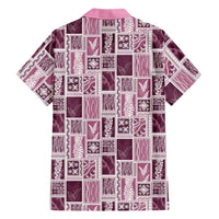 Vintage Aloha Block Quilt Family Matching Long Sleeve Bodycon Dress and Hawaiian Shirt Pink Inspired Lei Motifs - Polynesian Pride