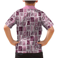 Vintage Aloha Block Quilt Family Matching Mermaid Dress and Hawaiian Shirt Pink Inspired Lei Motifs - Polynesian Pride
