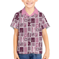 Vintage Aloha Block Quilt Family Matching Mermaid Dress and Hawaiian Shirt Pink Inspired Lei Motifs - Polynesian Pride
