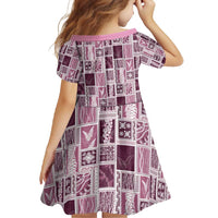 Vintage Aloha Block Quilt Family Matching Short Sleeve Bodycon Dress and Hawaiian Shirt Pink Inspired Lei Motifs - Polynesian Pride