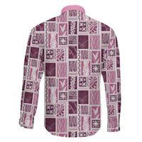 Vintage Aloha Block Quilt Family Matching Short Sleeve Bodycon Dress and Hawaiian Shirt Pink Inspired Lei Motifs - Polynesian Pride