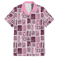 Vintage Aloha Block Quilt Hawaiian Shirt Pink Inspired Lei Motifs - Polynesian Pride