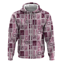 Vintage Aloha Block Quilt Hoodie Pink Inspired Lei Motifs - Polynesian Pride