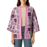 Vintage Aloha Block Quilt Kimono Pink Inspired Lei Motifs - Polynesian Pride