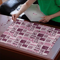 Vintage Aloha Block Quilt Puzzle Pink Inspired Lei Motifs - Polynesian Pride