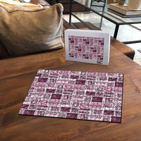 Vintage Aloha Block Quilt Puzzle Pink Inspired Lei Motifs - Polynesian Pride