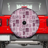 Vintage Aloha Block Quilt Spare Tire Cover Pink Inspired Lei Motifs - Polynesian Pride
