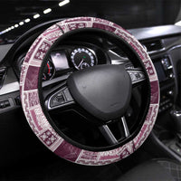 Vintage Aloha Block Quilt Steering Wheel Cover Pink Inspired Lei Motifs - Polynesian Pride