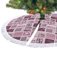 Vintage Aloha Block Quilt Tree Skirt Pink Inspired Lei Motifs - Polynesian Pride