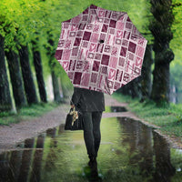 Vintage Aloha Block Quilt Umbrella Pink Inspired Lei Motifs - Polynesian Pride