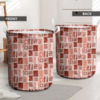 Vintage Aloha Block Quilt Laundry Basket Red Inspired Lei Motifs - Polynesian Pride