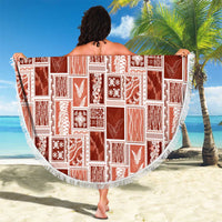 Vintage Aloha Block Quilt Beach Blanket Red Inspired Lei Motifs - Polynesian Pride