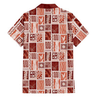 Vintage Aloha Block Quilt Family Matching Short Sleeve Bodycon Dress and Hawaiian Shirt Red Inspired Lei Motifs - Polynesian Pride