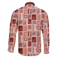 Vintage Aloha Block Quilt Family Matching Summer Maxi Dress and Hawaiian Shirt Red Inspired Lei Motifs - Polynesian Pride