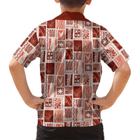 Vintage Aloha Block Quilt Family Matching Tank Maxi Dress and Hawaiian Shirt Red Inspired Lei Motifs - Polynesian Pride