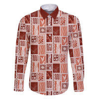 Vintage Aloha Block Quilt Family Matching Tank Maxi Dress and Hawaiian Shirt Red Inspired Lei Motifs - Polynesian Pride