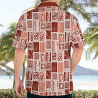 Vintage Aloha Block Quilt Hawaiian Shirt Red Inspired Lei Motifs - Polynesian Pride