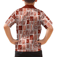 Vintage Aloha Block Quilt Hawaiian Shirt Red Inspired Lei Motifs - Polynesian Pride