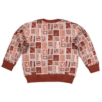 Vintage Aloha Block Quilt Kid Ugly Christmas Sweater Red Inspired Lei Motifs - Polynesian Pride