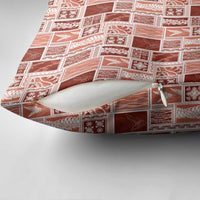 Vintage Aloha Block Quilt Pillow Cover Red Inspired Lei Motifs - Polynesian Pride