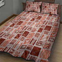 Vintage Aloha Block Quilt Quilt Bed Set Red Inspired Lei Motifs - Polynesian Pride