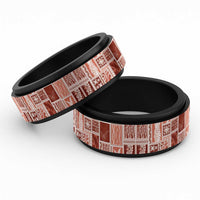 Vintage Aloha Block Quilt Spinner Ring Red Inspired Lei Motifs - Polynesian Pride