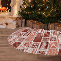 Vintage Aloha Block Quilt Tree Skirt Red Inspired Lei Motifs - Polynesian Pride