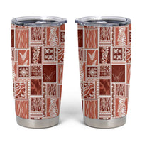 Vintage Aloha Block Quilt Tumbler Cup Red Inspired Lei Motifs - Polynesian Pride