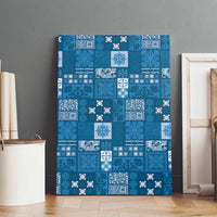 Vintage Hawaiian Quilting Patterns Canvas Wall Art Blue Style Tribal Fabric Patchwork - Polynesian Pride