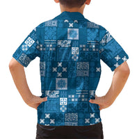 Vintage Hawaiian Quilting Patterns Family Matching Mermaid Dress and Hawaiian Shirt Blue Style Tribal Fabric Patchwork - Polynesian Pride