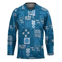 Vintage Hawaiian Quilting Patterns Hockey Jersey Blue Style Tribal Fabric Patchwork - Polynesian Pride