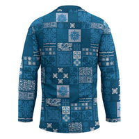 Vintage Hawaiian Quilting Patterns Hockey Jersey Blue Style Tribal Fabric Patchwork - Polynesian Pride