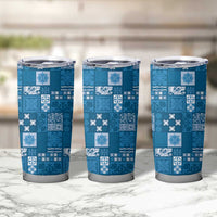 Vintage Hawaiian Quilting Patterns Tumbler Cup Blue Style Tribal Fabric Patchwork - Polynesian Pride