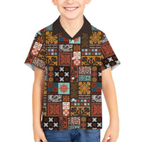 Vintage Hawaiian Quilting Patterns Hawaiian Shirt Brown Style Tribal Fabric Patchwork - Polynesian Pride