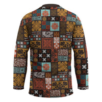 Vintage Hawaiian Quilting Patterns Hockey Jersey Brown Style Tribal Fabric Patchwork - Polynesian Pride