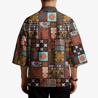 Vintage Hawaiian Quilting Patterns Kimono Brown Style Tribal Fabric Patchwork - Polynesian Pride
