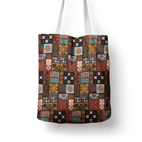 Vintage Hawaiian Quilting Patterns Tote Bag Brown Style Tribal Fabric Patchwork - Polynesian Pride