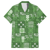 Vintage Hawaiian Quilting Patterns Family Matching Mermaid Dress and Hawaiian Shirt Green Style Tribal Fabric Patchwork - Polynesian Pride