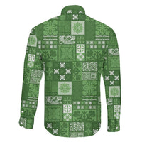 Vintage Hawaiian Quilting Patterns Family Matching Puletasi and Hawaiian Shirt Green Style Tribal Fabric Patchwork - Polynesian Pride
