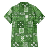 Vintage Hawaiian Quilting Patterns Hawaiian Shirt Green Style Tribal Fabric Patchwork - Polynesian Pride