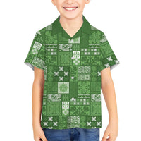 Vintage Hawaiian Quilting Patterns Hawaiian Shirt Green Style Tribal Fabric Patchwork - Polynesian Pride