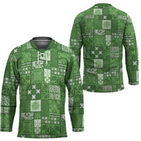 Vintage Hawaiian Quilting Patterns Hockey Jersey Green Style Tribal Fabric Patchwork - Polynesian Pride