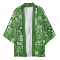 Vintage Hawaiian Quilting Patterns Kimono Green Style Tribal Fabric Patchwork - Polynesian Pride