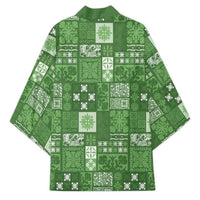 Vintage Hawaiian Quilting Patterns Kimono Green Style Tribal Fabric Patchwork - Polynesian Pride