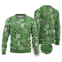 Vintage Hawaiian Quilting Patterns Ugly Christmas Sweater Green Style Tribal Fabric Patchwork - Polynesian Pride