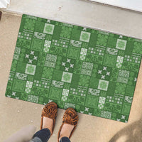 Vintage Hawaiian Quilting Patterns Rubber Doormat Green Style Tribal Fabric Patchwork - Polynesian Pride