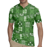 Vintage Hawaiian Quilting Patterns Rugby Jersey Green Style Tribal Fabric Patchwork - Polynesian Pride