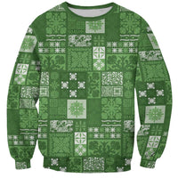 Vintage Hawaiian Quilting Patterns Sweatshirt Green Style Tribal Fabric Patchwork - Polynesian Pride